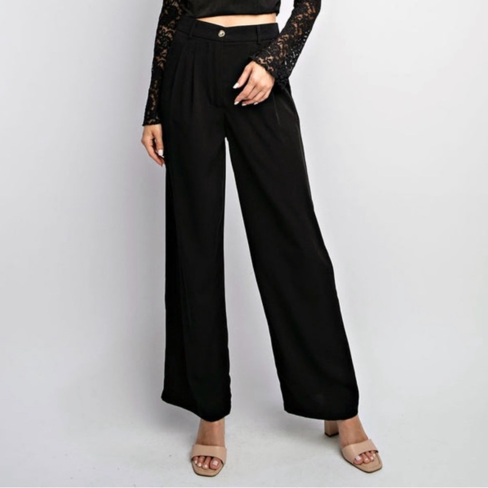 Edit By Nine Black Wide-Leg Women's Trousers - Size Small